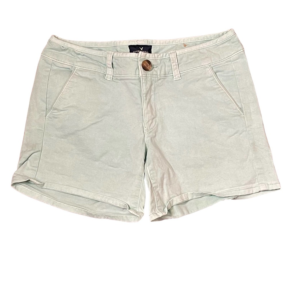 American Eagle Midi Stretch Shorts Size 2 Mint Green Womens Stretch Blend 28X5